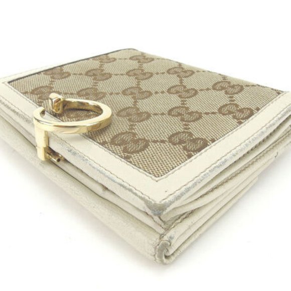 Gucci Wallet Purse Folding wallet G logos Beige Brown Woman Authentic Used Y4104 - Picture 4 of 6